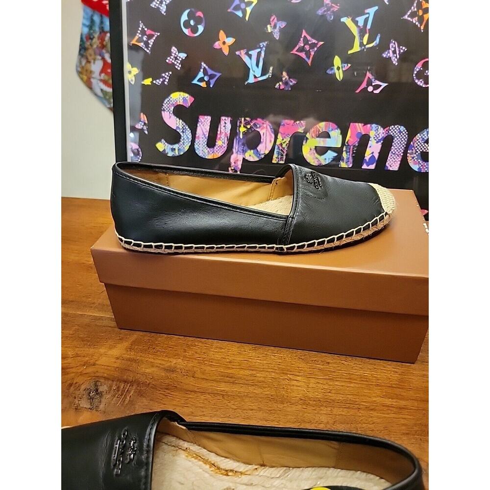 Coach Rhodelle Leather Espadrille Flats Black SIZE 8.5 Women New - Picture 8 of 14